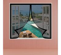 Tela Mosquitera para puerta y ventana 115 x 50 cm Mosquitera Ventana Magnetica Fácil de Instalar para Exterior Jardín Balcón Salón Casa Tienda, Negro