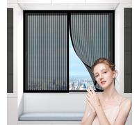 Tela Mosquiteras de Ventanas 60 x 30 cm, con Cinta Mágica de Marco Completo e Imanes Potentes, Puerta de Malla Magnética Cortina, para Todas Las Puertas y Ventanas, Negro