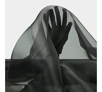 TELA ORGANZA POR METROS COLOR LISO CRISTAL SERIE LORCA, ANCHO 150cm (NEGRO, 5)
