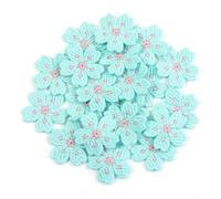 Tela para suministros de costura, 20 unidades/lote, apliques de flores bordadas, multicolor, 2,4 cm, parches de ropa, adhesivos para manualidades, adornos de costura, accesorios (verde lago)