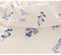 Tela Para Tapizar Tela bordada de hoja pequeña azul 150x50cm, tela popelina blanca, for ropa, mantel