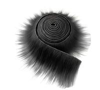 Tela Pelo Tiras, 5×150CM Esponjoso Suave Tela de piel sintética, Shaggy Durable Tela de Piel Sintética para cosplay bricolaje Pelo Papá Noel y adornos árboles Navidad (negro)