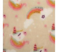 Tela polar unicornios arco iris beige rosa 1,45 ancho por metro | ideal para coser y bricolaje (145 cm de ancho)