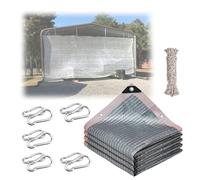 Tela reflectante de aluminio 75 % - Lona de protección solar para coche y jardín con ojales, red reflectante de calor plateada (5 x 9 m)