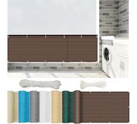 Tela resistente de 2 x 15 pies para balcón, valla de barandilla de bloqueo de viento para porche, patio y terraza al aire libre, pantalla a color café para privacidad de apartamentos
