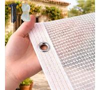 Tela sombra protectora solar， Lona blanca de malla for jardín, tela bloqueadora solar, 55% con ojales, varios tamaños(8x18ft)