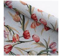 Tela Tapicería, Tulipán Jacquard Tela Loneta Estampada, para la DIY Costura Creativa Tapizar Sillas, Cojines, 100 cm Largo x 280 cm Ancho, Flores, Azul ─ 1 metro