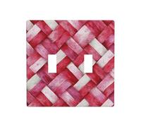 Tela tejida rosa acuarela con texturas trenzadas, cubierta de luz de doble banda, placa de pared, decoración de interruptor, tamaño estándar, 11,4 x 11,4 cm
