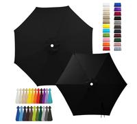 Tela Toldo Exterior de Repuesto para Sombrillas Jardin Grandes, 2m 3.0m 4.0mToldo Impermeable Exterior Parasol Terraza Sombrilla de Patio 6/8 Varillas Solo Tela(Black,8-RIBS-11.5FT/3.50m)