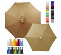 Tela Toldo Exterior de Repuesto para Sombrillas Jardin Grandes, 2m 3.0m 4.0mToldo Impermeable Exterior Parasol Terraza Sombrilla de Patio 6/8 Varillas Solo Tela(Khaki,8-RIBS-8.2FT/2.50m)