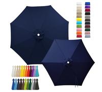 Tela Toldo Exterior de Repuesto para Sombrillas Jardin Grandes, 2m 3.0m 4.0mToldo Impermeable Exterior Parasol Terraza Sombrilla de Patio 6/8 Varillas Solo Tela(Dark Blue,8-RIBS-8.8FT/2.70m)