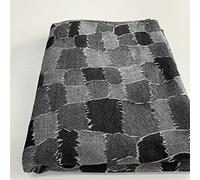 Tela vaquera por metro tela vaquera estampadas De Tela De Mezclilla lavada Tejidos de algodón Parche de celosía 170cm de ancho Para costura, bricolaje, decoración(Color:Negro)