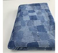 Tela vaquera por metro tela vaquera estampadas De Tela De Mezclilla lavada Tejidos de algodón Parche de celosía 170cm de ancho Para costura, bricolaje, decoración(Color:azul claro)