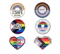 TELAIN 6 piezas Set de pins de orgullo LGBTQ, insignias de apoyo progreso, botones de bandera, broche de esmalte arcoíris, LGBT, gay, lesbianas, trans accesorios