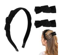 TELAIN Diadema para Damas con 2 Clips Negros + 1 Diadema Negra, Elegante Set de Diademas para Mujeres, Versátil para Disfraz de Blancanieves o Uso Diario, Diadema Ancha para Cualquier Ocasión