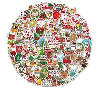 TELAIN Juego de 100 pegatinas navideñas con diseño navideño, vinilo impermeable para niños, escolares, decoración de fiesta