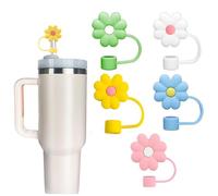 TELAIN Juego de 5 fundas para pajitas de 10 mm Stanley Tumbler 20, 30, 40 Oz, con mango, silicona a prueba de polvo