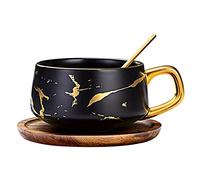 TELANKS Juego de 1 taza de té y platillo, taza de café espresso de porcelana con platillo y cuchara, tazas de cerámica para el hogar y restaurantes, regalos de San Valentín, cumpleaños, Navidad, para