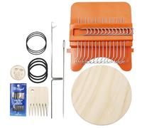 Telar con tapón, 14 ganchos, mini parche de tela, telar de madera de speedweve, juego de arte web, útil máquina de tejer para reparar calcetines vaqueros, ropa, incluye aguja de ganchillo, hilo de