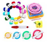 Telar de Tejer de Flores,8pcs Flower Maker Wool Knitting Ball Maker Herramientas de Tejer Tejido Artesanal Weaver Telar - con Aguja (Telar de Flores + Pompom maker + Hilo + Tijeras)