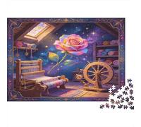 Telar Mágico Ático Rosa Puzzle de 1000 Piezas Cartón para Adultos Escena Noche Estrellada Juego de Puzzle 1000 Piezas Relajación Decoración Regalo 52x38cm/1000pcs
