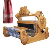 Telar multiusos de madera, máquina de tejer a mano de 4 arneses, máquina de tejer a mano de escritorio de madera, soporte de sarga y doble trenza, ancho de 30 cm, trinquete y soporte para tela lisa