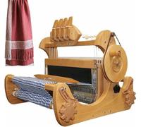 Telar multiusos de madera, máquina de tejer a mano de 4 arneses, máquina de tejer a mano de escritorio de madera, con soporte para sarga y doble trenzado, y soporte para tela lisa y jacquard.