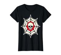 Telaraña Tatuaje Cráneo Telaraña Camiseta gráfica económica, Mujer, Negro, S