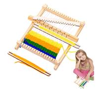 Telares de madera - Telares de marco de cadena de 8,19 x 7,60 pulgadas, juguetes con barra de heddle | juguetes educativos para niños para tejer, manualidades, habilidades motoras, pensamiento crítico