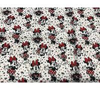 Telas de Disney Minnie Corazones - Algodón Orgánico Infantil, 1 Metro x 140 cms