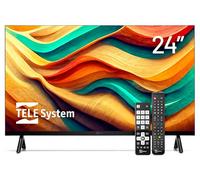 Tele System TS24LS15 TV 24" HD Ready, DVB-T2/S2 HEVC 10 bit, CAM tivùsat, Modo Hotel, Reproductor USB, 2 Mandos (Estándar + Fácil). Ideal para Hogar, Hoteles y B&B.