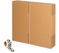 TELECAJAS | 10 Cajas 60x40x40 cm DOBLE ONDA de Cartón con Asas de Mudanza Grandes y Resistentes | Ideales para Ropa y Envíos Voluminosos | Regalo 1 Precinto Adhesivo | Pack de 10