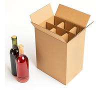 TELECAJAS | 10 Cajas para 6 Botellas de Vino con Separadores de Cartón | Embalaje Seguro y Resistente para Envíos o Almacenaje | Pack de 10 (incluye divisores)
