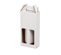 TELECAJAS | 20 Cajas 2 Botellas de Vino Estuches con Asa Cartón Blanco Automontables | Para regalos, envíos, navidad, gourmet | Pack de 20