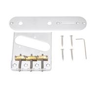 Telecaster Guitar Bridge | Brass 3 Saddle Vintage Bridge & Control Plate | Replacement for Tele Style Electric Guitars/DIY Repair