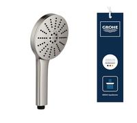 Teleducha GROHE Vitalio Joy+ 120, 3 chorros: Lluvia, Jet, Booster (⌀ 120 mm, ahorro de agua 6,3 l/min, antiquemaduras, montaje universal, mín. 1 bar), Supersteel, 134863DC00