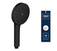 Teleducha GROHE Vitalio Joy+ 120, 3 chorros: Lluvia, Jet, Booster (⌀ 120 mm, ahorro de agua 7,9 l/min, antiquemaduras, montaje universal, mín. 1 bar), Negro Mate, 1348642430