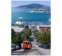 Teleférico con Muelle de Pescadores e Isla de Alcatraz, San Francisco, California, Rompecabezas Premium de 1000 Piezas para Adultos