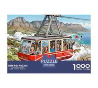 Teleférico de la Table Mountain en Ciudad del Cabo Puzzle De Madera Impermeable Puzzles De 1000 Piezas para Adultos Desafiante Y Estimulante Rompecabezas para Decoración del Hogar
