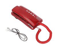 Teléfono Alámbrico, KXT-438 Marcación Rápida del último Número Teléfono Alámbrico con Función de Pausa, Teléfono Colgante Montado en la Pared Escritorio Fijo para la Oficina en el(Rojo)