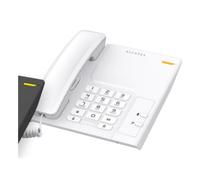 ALCATEL T26 - Teléfono con Cable - Indicador Luminoso de Llamada entrante - Tecla de rellamada - Tecla de Silencio - Timbre de 3 Pasos - Disponible para Montaje en Pared - Blanco