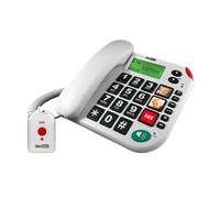 Teléfono analógico MaxCom KXT481 SOS Blanco con altavoz e identificador de llamadas