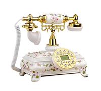 Teléfono Antiguo Decoración del Hogar, Teléfono Fijo Vintage con Cable Teléfono Retro Europeo Clásico Pulsador Dial Giratorio Teléfono de Escritorio de Imitación de Cerámica Oficina en Casa