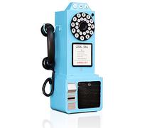 Teléfono antiguo - Dial giratorio modelo de teléfono fijo clásico clásico accesorios retro montado en la pared manualidades adornos café bar ventana cabina decoración