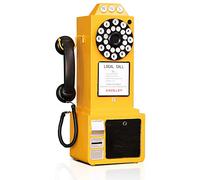 Teléfono antiguo - Dial giratorio modelo de teléfono fijo clásico clásico accesorios retro montado en la pared manualidades adornos café bar ventana cabina decoración