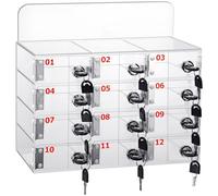 Teléfono celular acrílico montado en la pared con 20 compartimentos, ideal para oficina, escuela, aula, incluye llaves de fábrica, un color, 12 ranuras para un fácil acceso