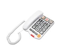 Teléfono con Botones Grandes para Personas Mayores, Teléfono Fijo con Cable, Teléfono con Imagen Foto para Personas Mayores Teléfono Fijo con Botones Grandes para Personas con (Blanco)