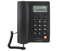 Teléfono con Cable, identificador de Llamadas Manos Libres Función de Pausa/retención de teléfono Fijo Volver a marcar el último número Teléfono en inglés para el hogar y la Oficina(Negro)