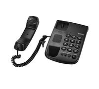 Teléfono con Cable portátil con Cerradura mecánica y Base para Montaje en Pared - Teléfono Fijo para Aplicaciones de Oficina, Hotel y Centro de Llamadas - Cuenta con rellamada (Negra)