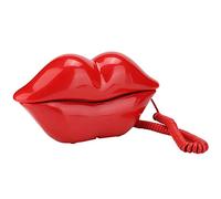 Teléfono con Cable, teléfono Fijo Teléfono Fijo con Forma de Labios de Boca de Escritorio con función de Almacenamiento de números para hogares y oficinas. (Rojo/Dorado(Rojo)